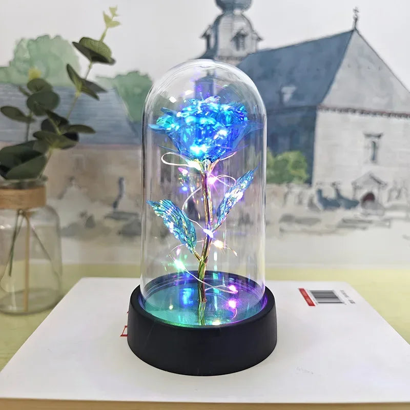 Eternal Rose Light LED Foil Flower Valentines Day Gift Wedding Party Decor Artificial Rose Flowers Light Christmas Decoration